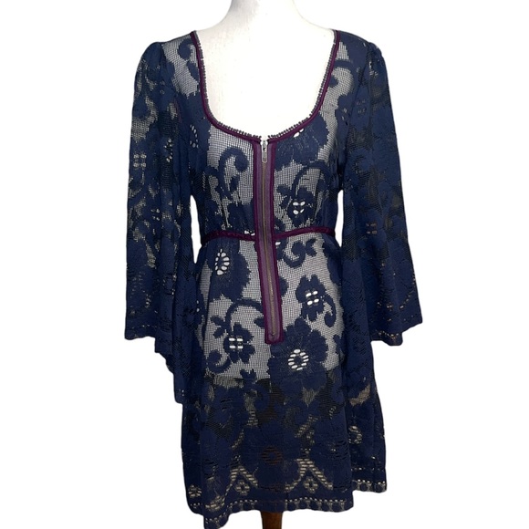 Free People Dresses & Skirts - NWOT Free People Navy Blue Floral Lace Dress